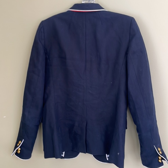 J CREW Rhodes Nautical Tipped Linen Blazer / Jacket NAVY Sz 4 - Picture 8 of 11